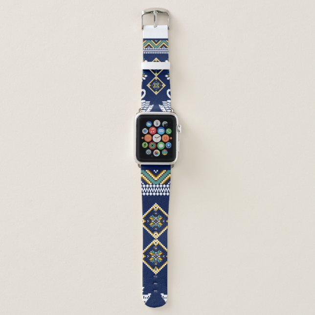 Beautiful figure tribal Ukrainian geometric ethnic Apple Watch Band (Front)