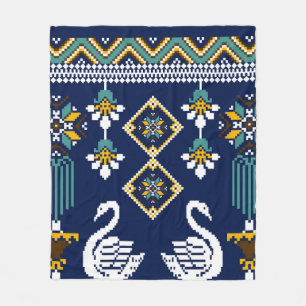 Beautiful figure tribal Ukrainian geometric ethnic Fleece Blanket
