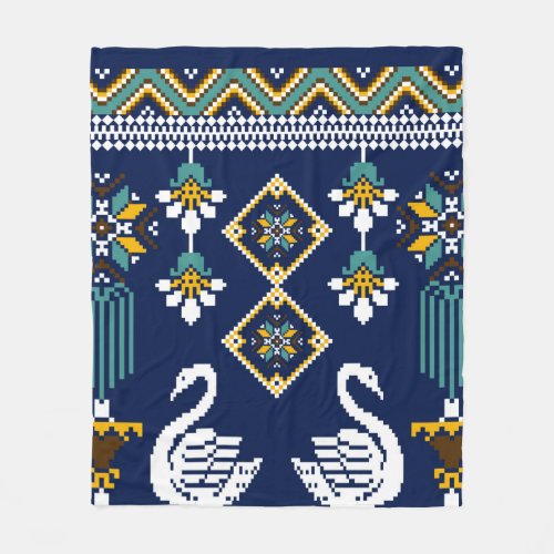 Beautiful figure tribal Ukrainian geometric ethnic Fleece Blanket