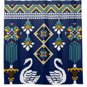 Beautiful figure tribal Ukrainian geometric ethnic Shower Curtain