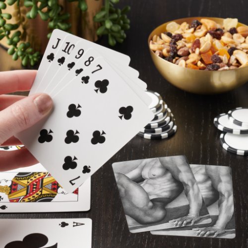 Beautiful Fine Art Drawing Of Body Builder Poker Cards