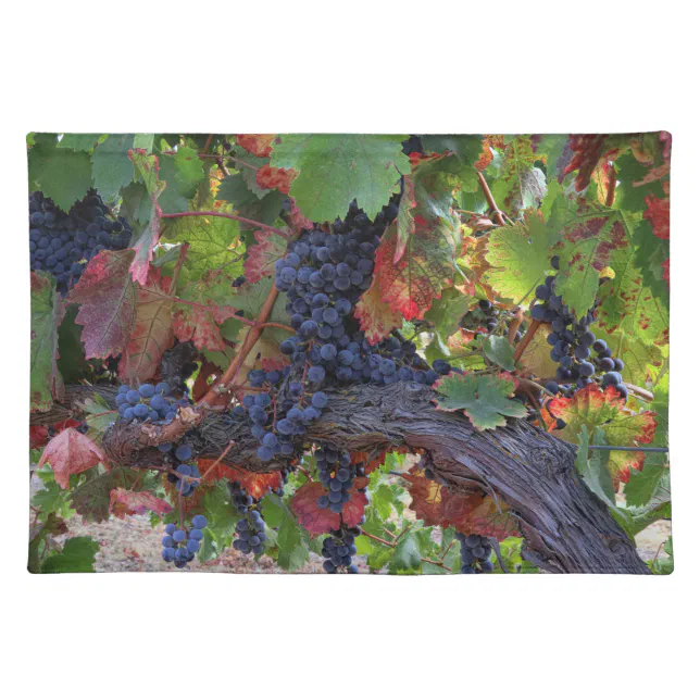 Beautiful Fine Art Wine Grape Harvest Vineyard Cloth Placemat | Zazzle