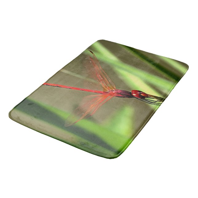 Beautiful Firecracker Dragonfly Acrylic Painting Bathroom Mat (Angled)