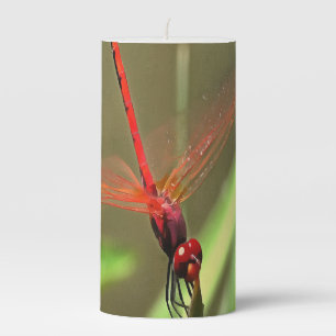 Beautiful Firecracker Dragonfly Acrylic Painting Pillar Candle