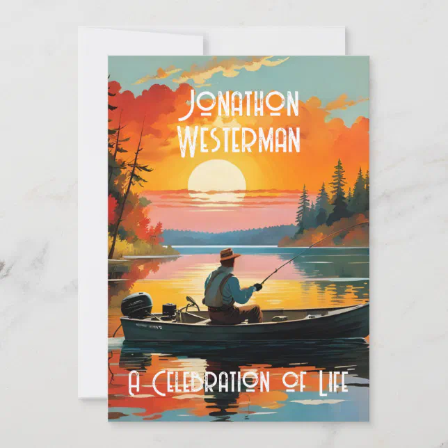 Beautiful Fishing Celebration of Life Invitation | Zazzle