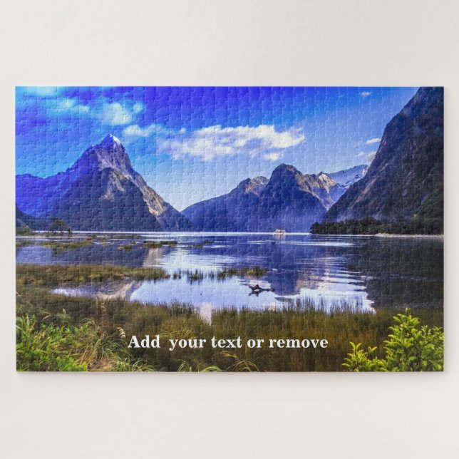 Beautiful fjord and "Miter Peak", New Zealand, Jigsaw Puzzle (Horizontal)