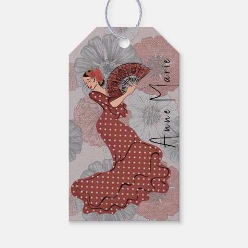 Beautiful Flamenco Dancer Floral Mothers Day Gift Tags