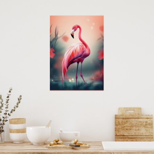 Beautiful Flamingo AI_generated Poster