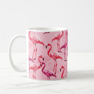Beautiful Flamingo Bird Pink Seamless Pattern illu Coffee Mug