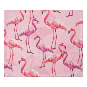 Beautiful Flamingo Bird Pink Seamless Pattern illu Duvet Cover