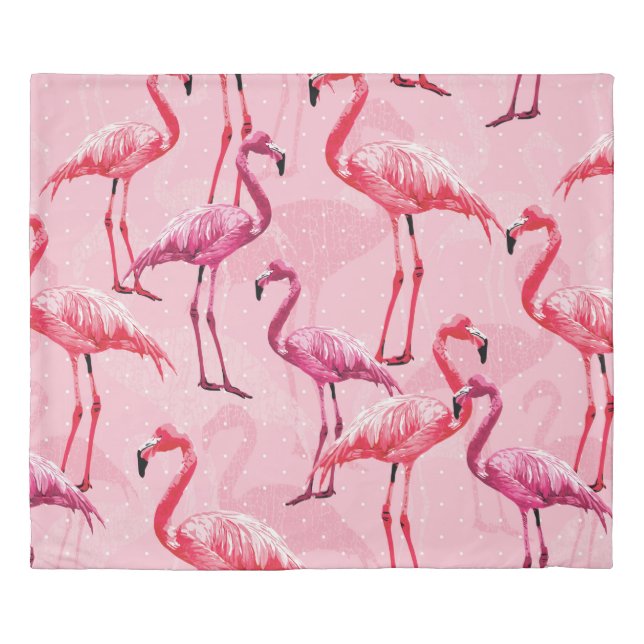 Beautiful Flamingo Bird Pink Seamless Pattern illu Duvet Cover (Front)