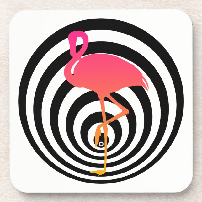 Beautiful flamingo in circles beverage coaster (Front)