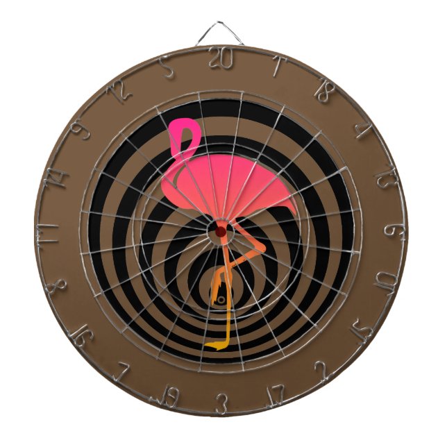 Beautiful flamingo in circles dart board (Front)