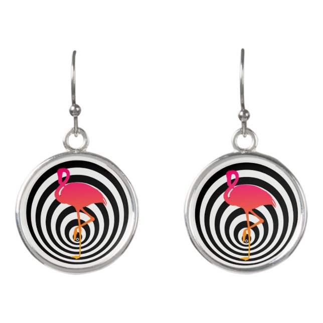 Beautiful flamingo in circles earrings (Front)