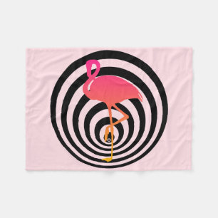 Beautiful flamingo in circles fleece blanket