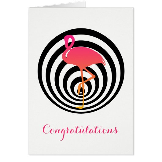 Beautiful flamingo in circles greeting card (Front)
