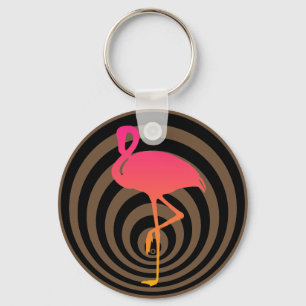 Beautiful flamingo in circles keychain