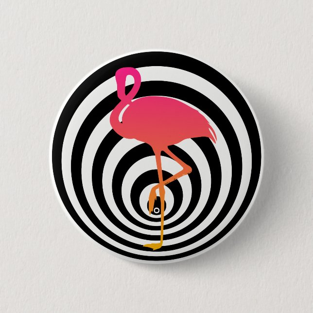 Beautiful flamingo in circles pinback button (Front)