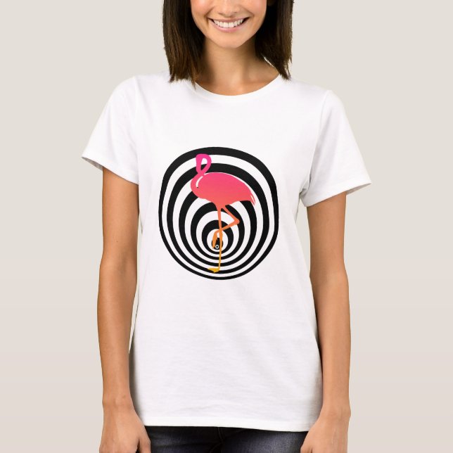 Beautiful flamingo in circles T-Shirt (Front)