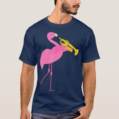Beautiful Flamingo Playing Trumpet Musician T_Shirt