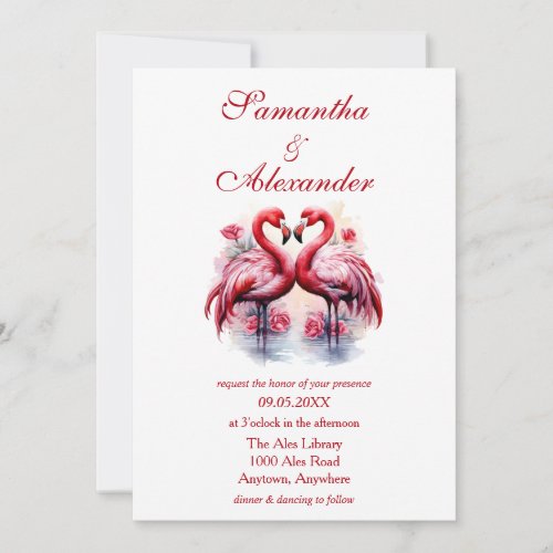 Beautiful Flamingos Wedding Invitation