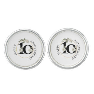 Beautiful Floral 10th ANNIVERSARY Cufflinks