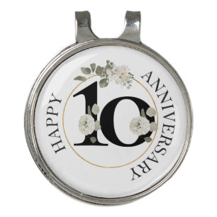 Beautiful Floral 10th Anniversary Golf Hat Clip