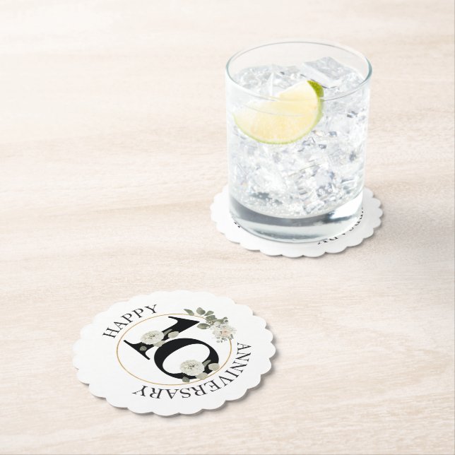 Beautiful Floral 10th ANNIVERSARY  Paper Coaster (Insitu)