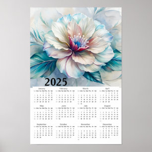 Beautiful Floral 2025 Calendar Poster