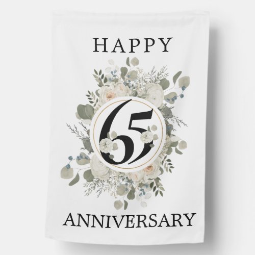 Beautiful Floral 65th Happy Anniversary House Flag