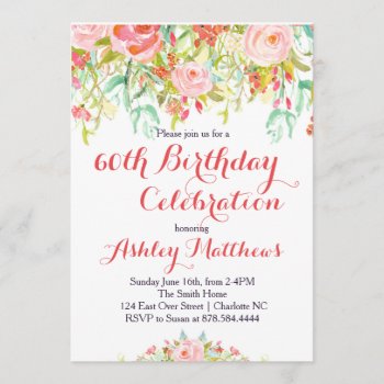 Beautiful Floral Adult Birthday Invitation by MakinMemoriesonPaper at Zazzle