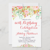 Beautiful Floral Adult Birthday Invitation