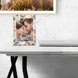 Beautiful Floral and Foliage Photo Acrylic Award<br><div class="desc">Beautiful watercolor floral and foliage with simple love typography photo block.</div>