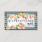 Beautiful floral and stripe 2 sided business card