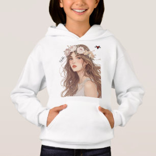 Beautiful Floral Anime Girl – Soft Pastel Aesthe Hoodie