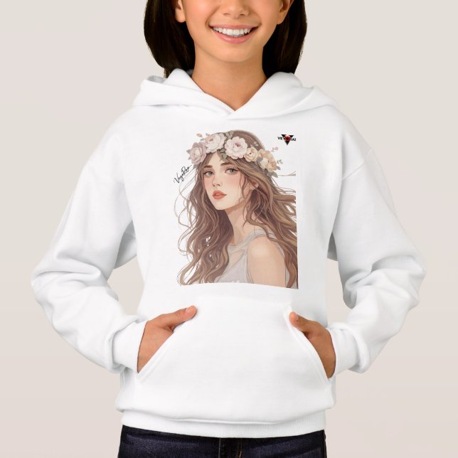 Beautiful Floral Anime Girl – Soft Pastel Aesthe Hoodie (Front)