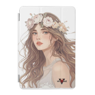 Beautiful Floral Anime Girl – Soft Pastel Aesthe iPad Mini Cover
