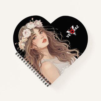 Beautiful Floral Anime Girl – Soft Pastel Aesthe Notebook