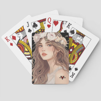 Beautiful Floral Anime Girl – Soft Pastel Aesthe Poker Cards