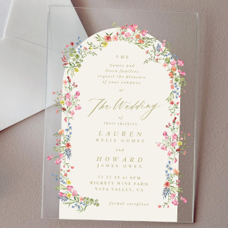 Beautiful floral ARCH spring wedding PREMIUM THICK Acrylic Invitations