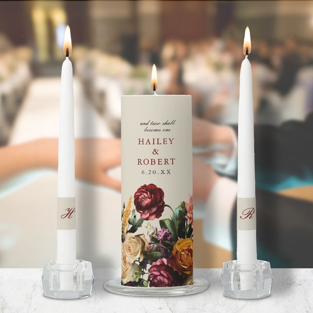 Beautiful Floral Autumn Wedding  Unity Candle Set (Creator Uploaded)