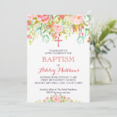 Beautiful Floral Baptism Invitation, Baby Invitation (Standing Front)