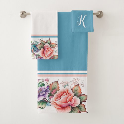 Beautiful Floral  Bath Towel Set