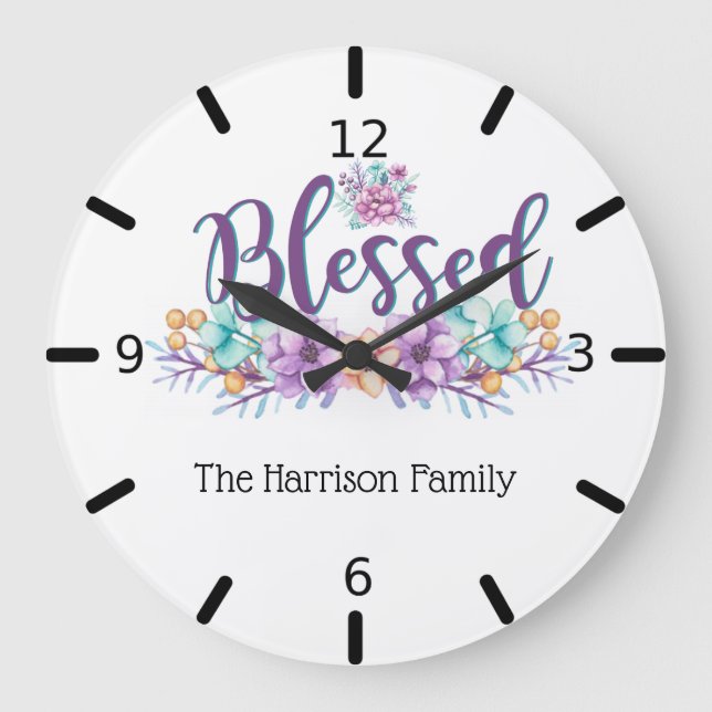 Beautiful Floral Blessed Large Clock (Front)