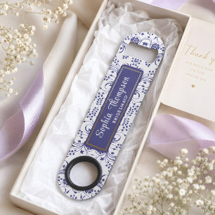 Beautiful Floral Blue Bridesmaid Wedding Favor Bar Key