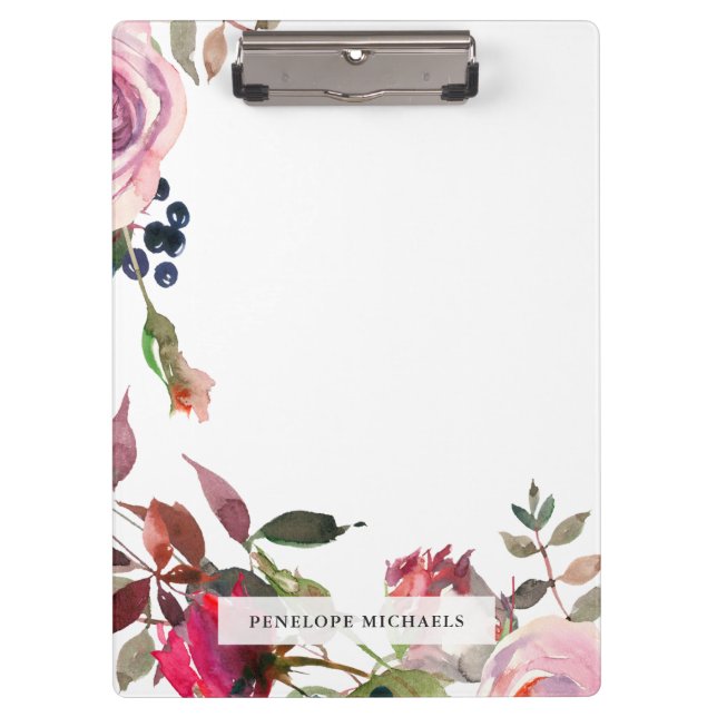 Beautiful Floral Border and Name Clipboard (Front)