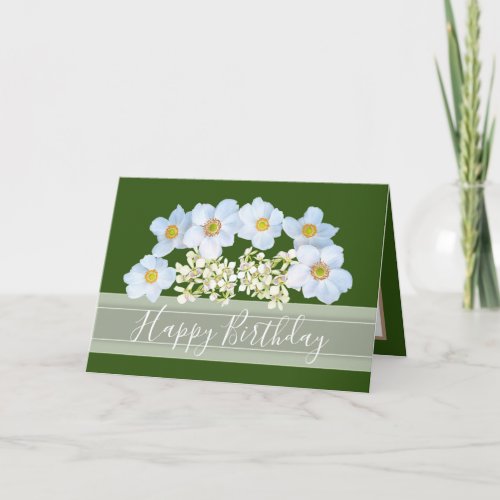 Beautiful Floral Bouquet of White Flowers Birthday Card