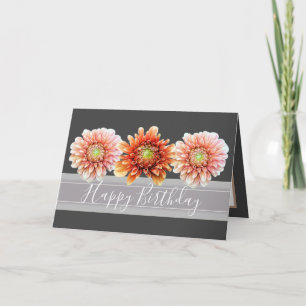 Beautiful Floral Bouquet Orange Dahlias Birthday Card
