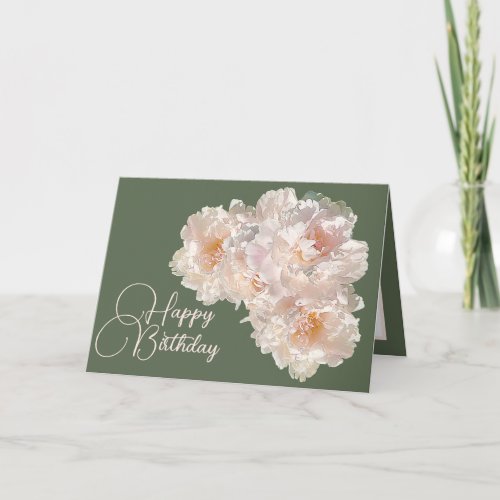 Beautiful Floral Bouquet Pink Peonies Birthday  Card