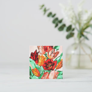 Beautiful Floral Bouquet Tulips Black Outline Art Note Card